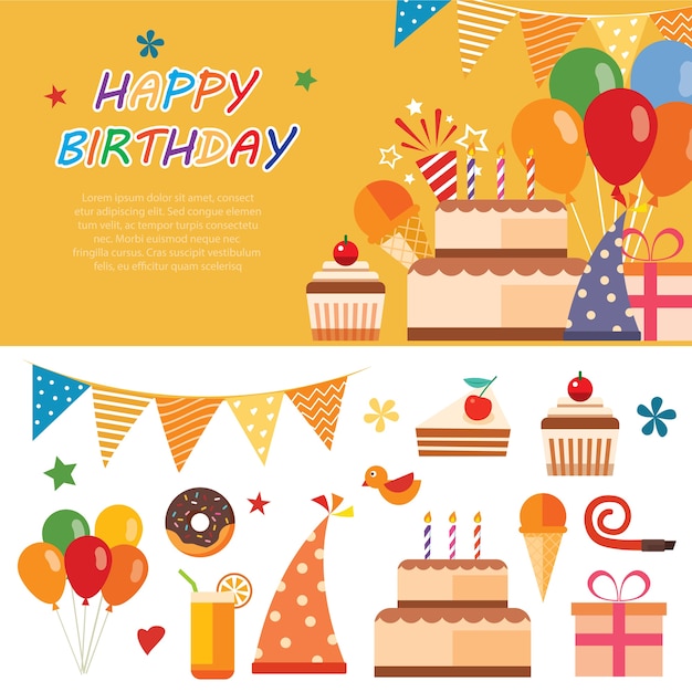 icona piana di buon compleanno