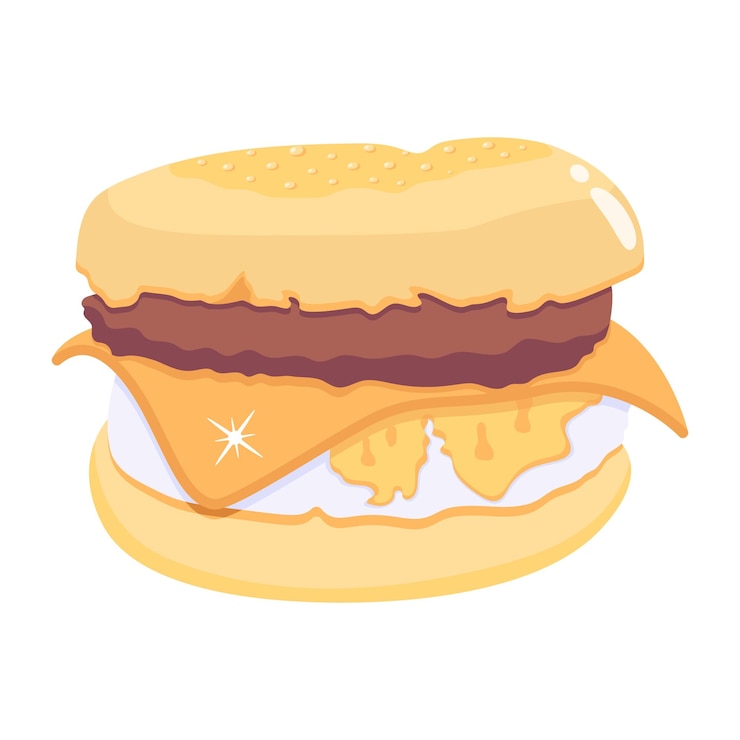 Vettore icona piatta sandwich al formaggio, design personalizzabile