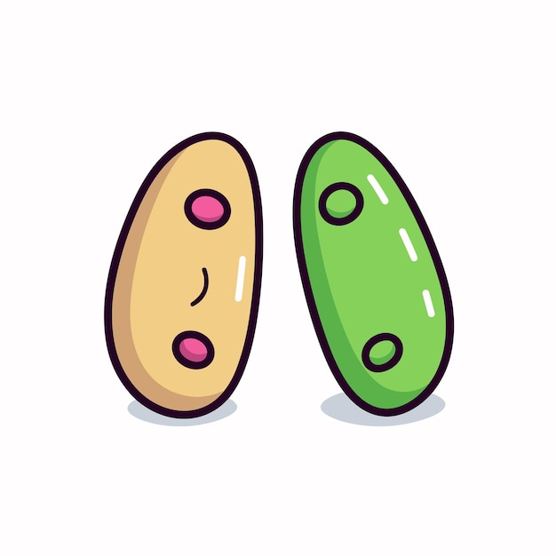 Icona piatta vettoriale di due pillole nei colori verde e giallo su un'icona vettoriale piatta