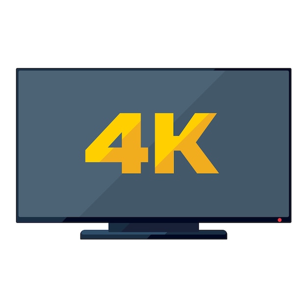 Icona piatto TV con segno dorato 4K sullo schermo