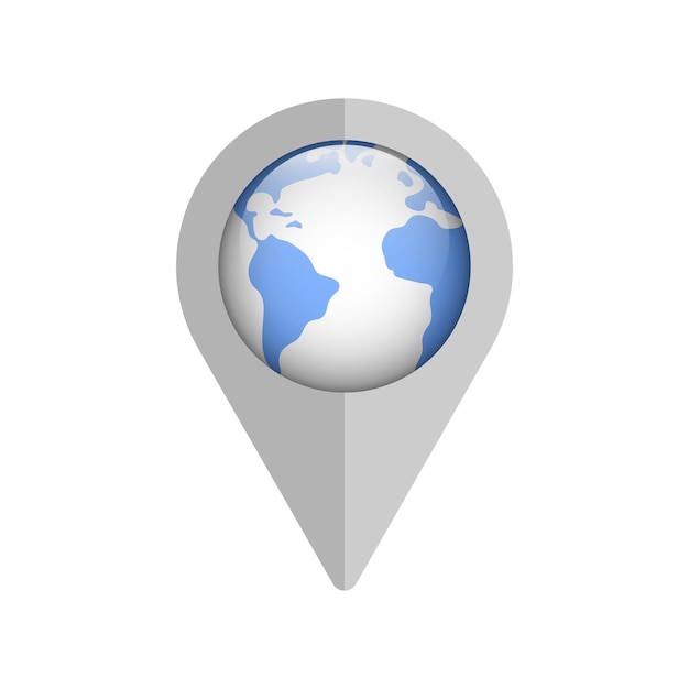 Icona pin della posizione della mappa del pianeta Terra isolata sul vettore bianco