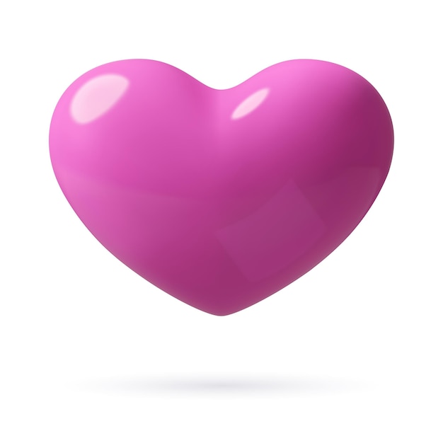 Icona Pink Heart 3D Romantica tridimensionale in plastica lucida Elemento decorativo del giorno di San Valentino