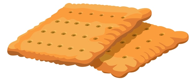 Icona quadrata del cracker salato Snack biscotto cartone animato isolato su sfondo bianco
