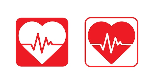 Icona rossa del battito cardiaco su sfondo bianco Illustrazione vettoriale del monitor della frequenza cardiaca