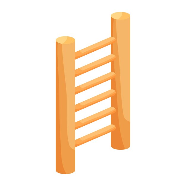 Icona scala verticale in legno in stile cartone animato isolato su sfondo bianco Simbolo delle scale