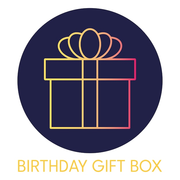 Icona sfumatura scatola regalo di compleanno su sfondo rotondo