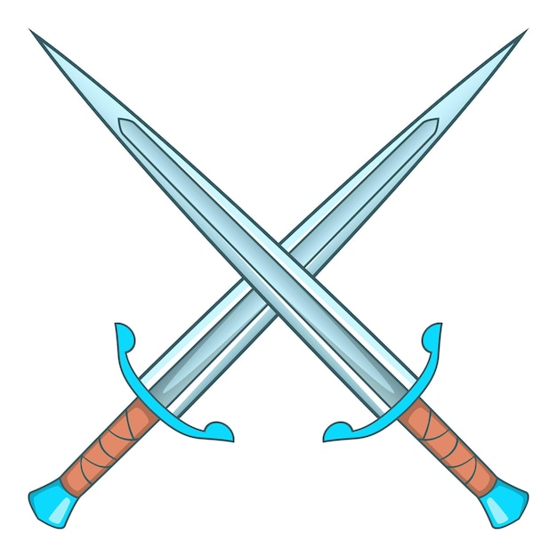 Icona spade incrociate Illustrazione cartoon dell'icona vettoriale delle spade incrociate per il web