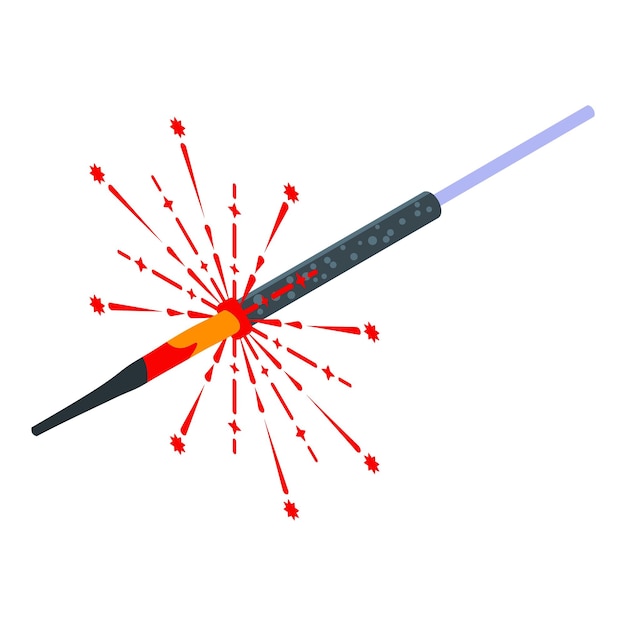 Icona sparkler in fiamme Isometrica dell'icona vettoriale sparkler in fiamme per il web design isolato su sfondo bianco