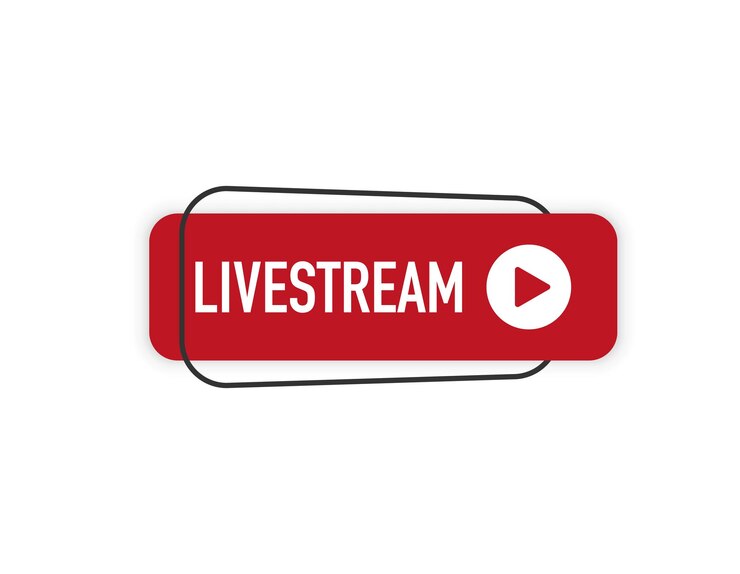 Vettore icona streaming live pulsante per la trasmissione in livestream o streaming online modello per il canale tv online in diretta