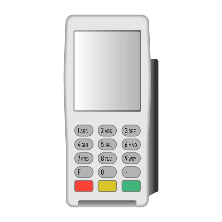 Vettore icona terminale pos bianca illustrazione realistica dell'icona vettoriale del terminale pos bianca per il web design isolato su sfondo bianco