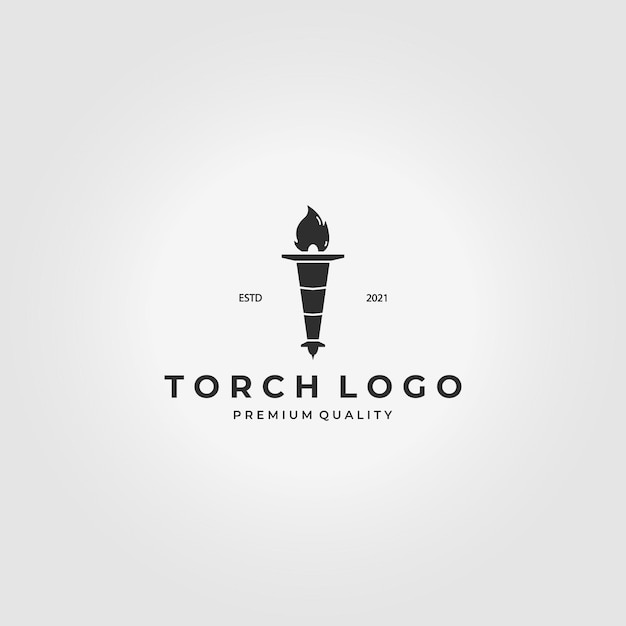 Icona Torcia Logo Illustrazione Vettoriale Vintage Design