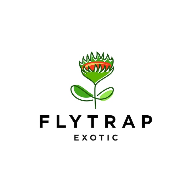 icona verde flytrap logo design pianta carnivora icone riempite alla moda della collezione Nature