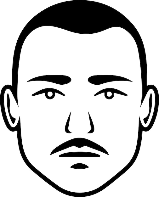 Icona vettore piatto viso uomo Testa uomo semplice avatar bianco e nero