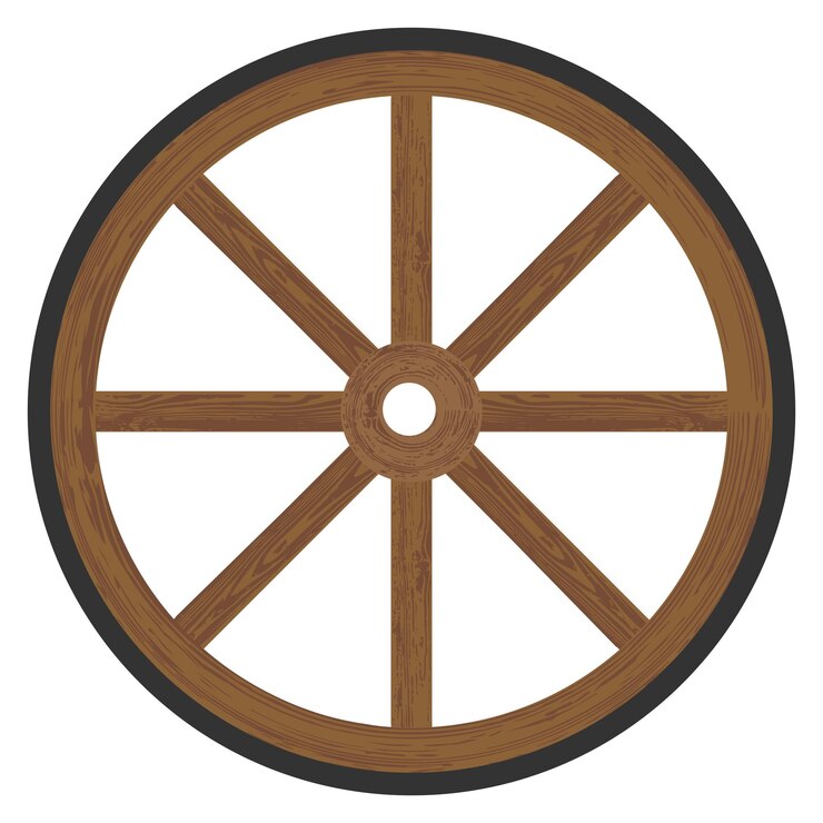 Vettore icona vettore ruota in legno vintage