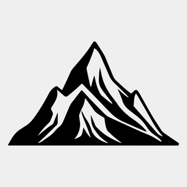 Icona vettore silhouette montagna Cime rocciose Catene montuose Icona di montagna in bianco e nero