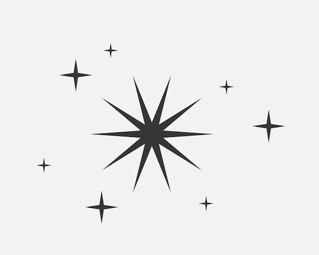 Icona vettore stelle Simbolo astratto stella in bianco e nero Segno di raccolta Galaxy