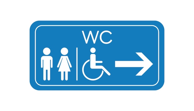 Icona vettore WC WC Uomini e donne firmano per il bagno a bordo blu