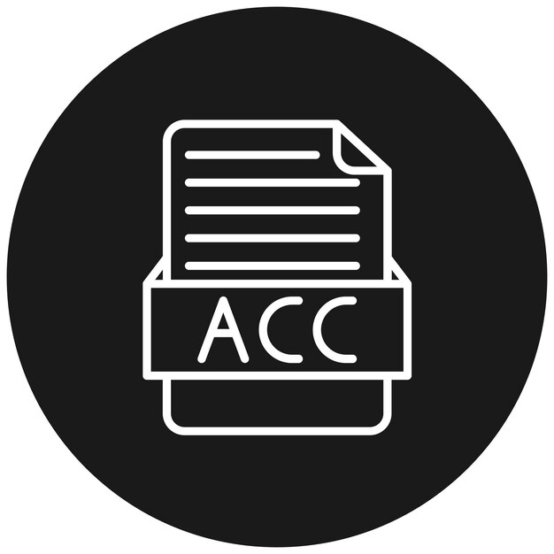Icona vettoriale ACC Può essere utilizzata per il set di icone dei formati di file