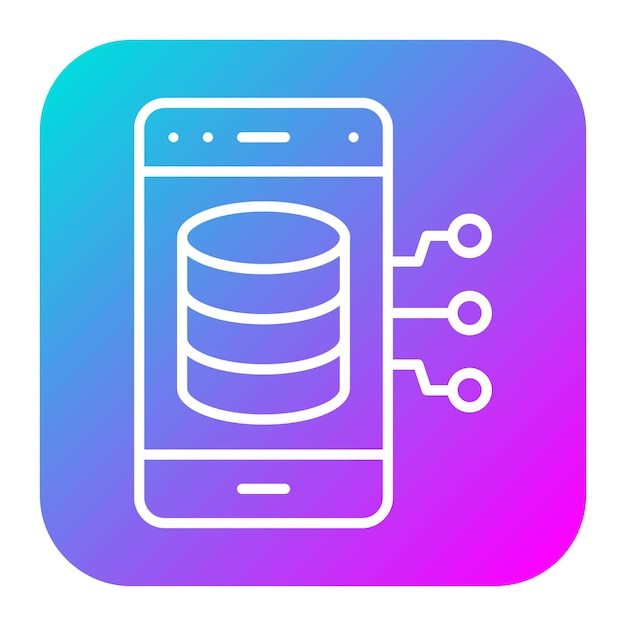 Icona vettoriale della base di dati dello smartphone Può essere utilizzata per l'icona di Web Hosting