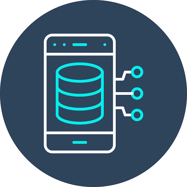 Icona vettoriale della base di dati dello smartphone Può essere utilizzata per l'icona di Web Hosting