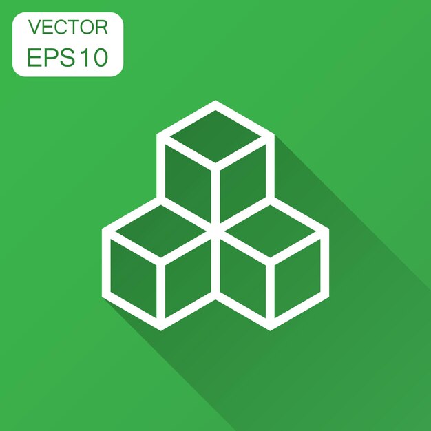 Icona vettoriale della tecnologia blockchain in stile piatto Illustrazione di blocchi di cubo di crittografia con ombra lunga Concetto di algoritmo blockchain
