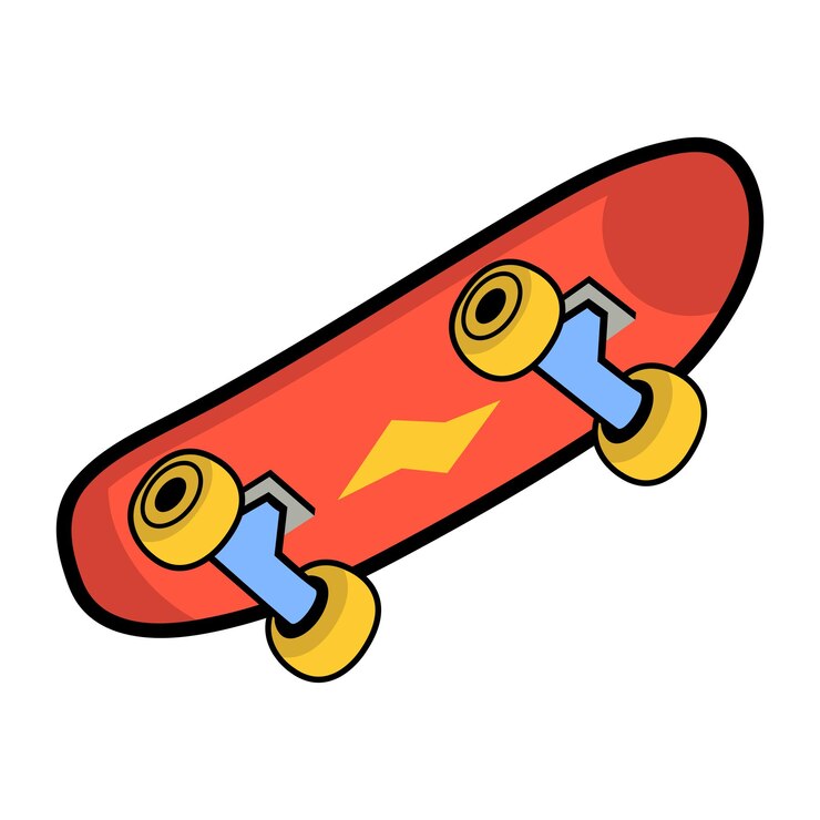 Icona vettoriale di cartoni animati galleggianti per skateboard