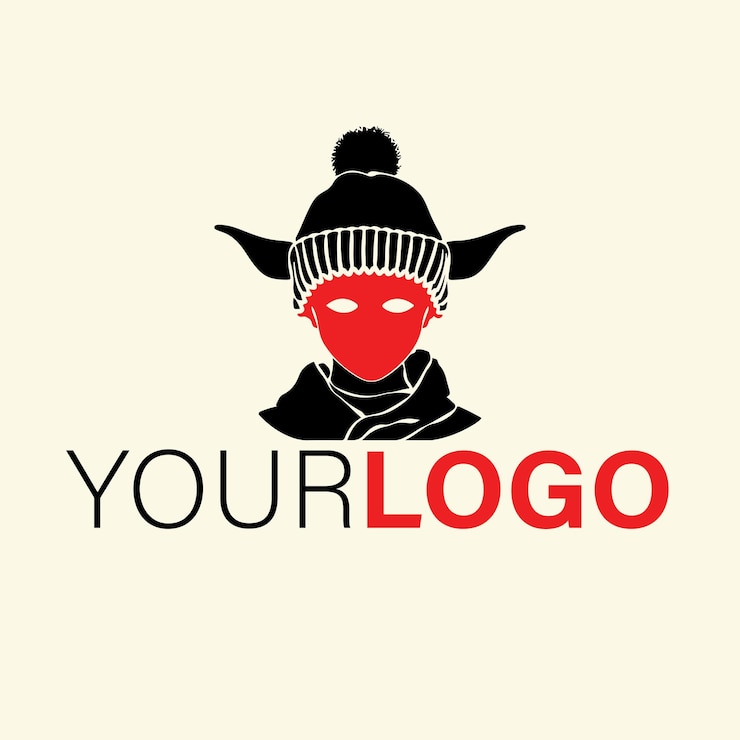 Vettore icona vettoriale di silhouette nera minimalista di una testa umana vuota che indossa un cappello di yoda a maglia con un orecchio floppy