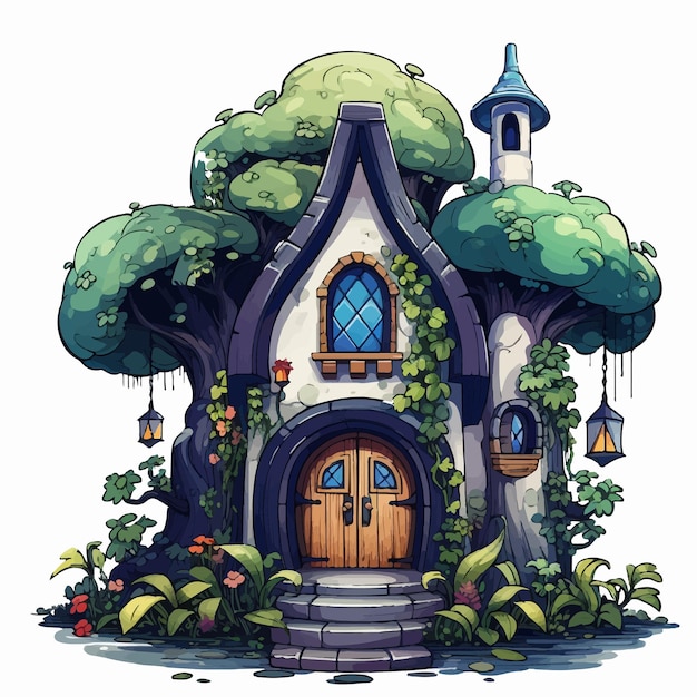 Icona vettoriale di una favolosa casa fantasy Illustrazione vettoriale