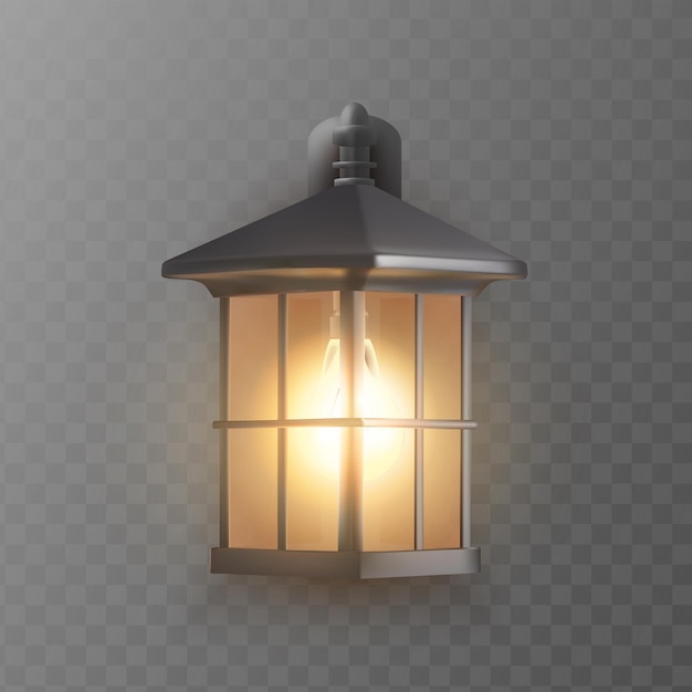 icona vettoriale realistica lampada da giardino a parete esterna luce di strada elettricità in metallo di stile antico