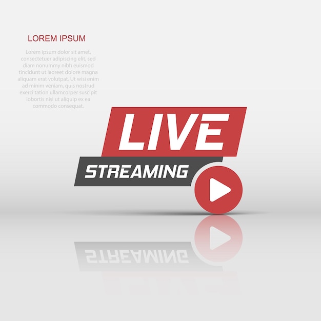 Icona video live in stile piatto Illustrazione vettoriale della tv in streaming su sfondo bianco isolato Concetto di business di trasmissione