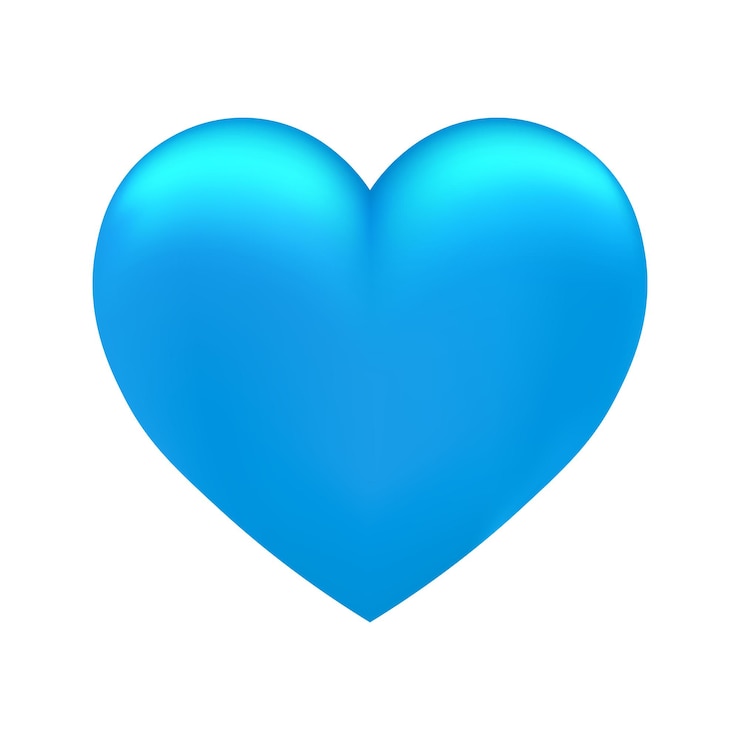 Vettore icona volumetrica del cuore blu lucido per il giorno di san valentino