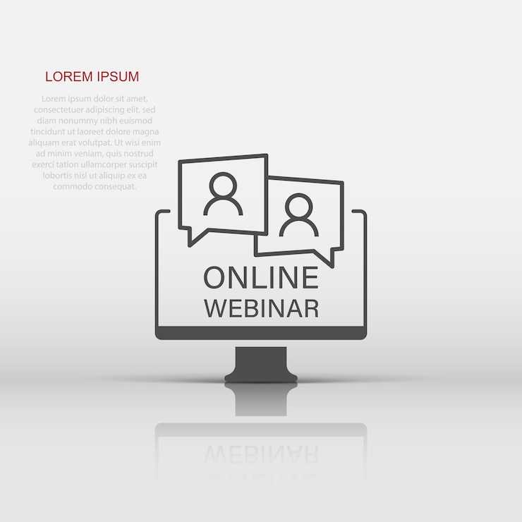 Vettore icona webinar dal vivo in stile piatto illustrazione vettoriale della formazione online su sfondo isolato concetto aziendale del segno del flusso della conferenza