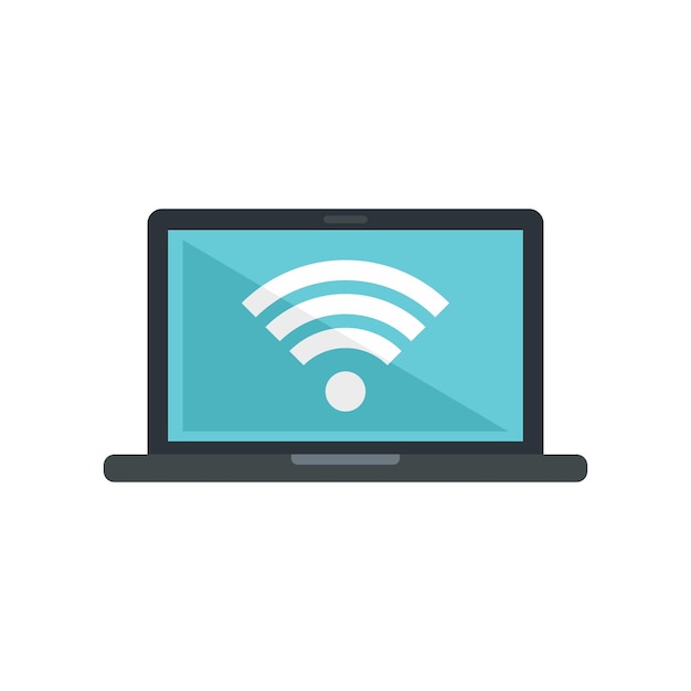 Icona wifi del laptop per il servizio in camera Illustrazione piatta dell'icona vettoriale wifi del laptop per il servizio in camera isolata su sfondo bianco