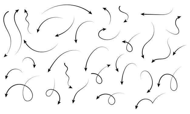 Icone a freccia disegnate a mano elementi di design doodle