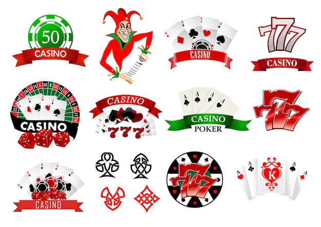 Icone colorate del casinò e del poker