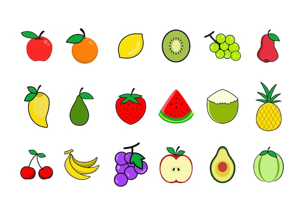 Icone colorate di frutta