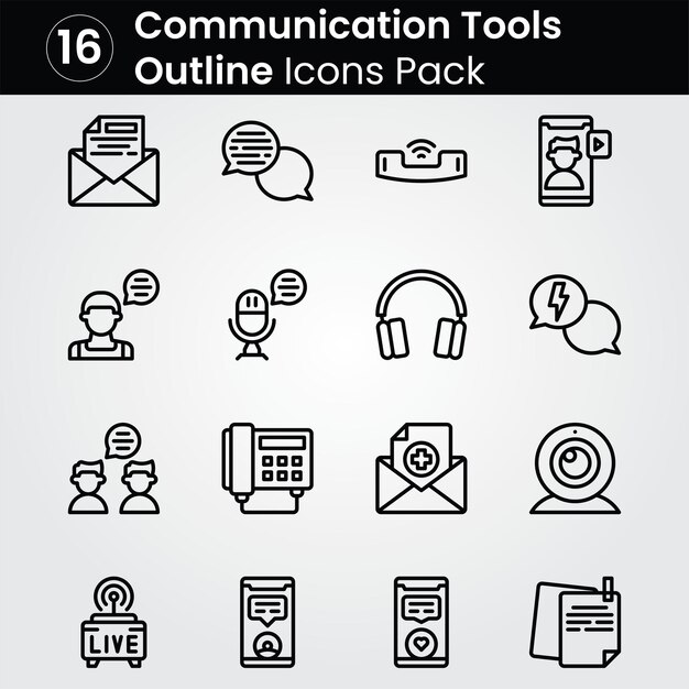 Icone degli strumenti di comunicazione