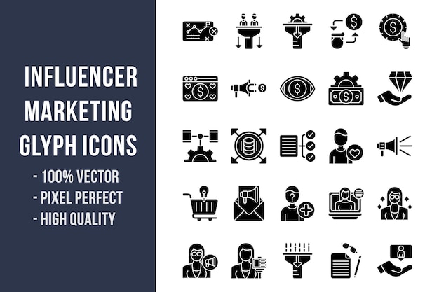 Icone del glifo di marketing dell'influencer