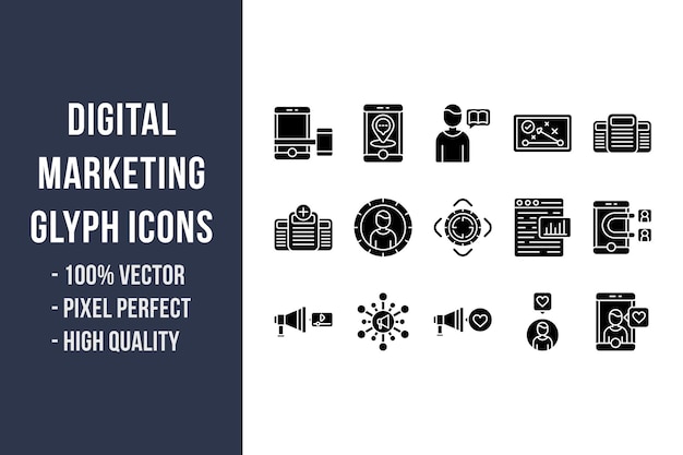 Icone del glifo di marketing digitale