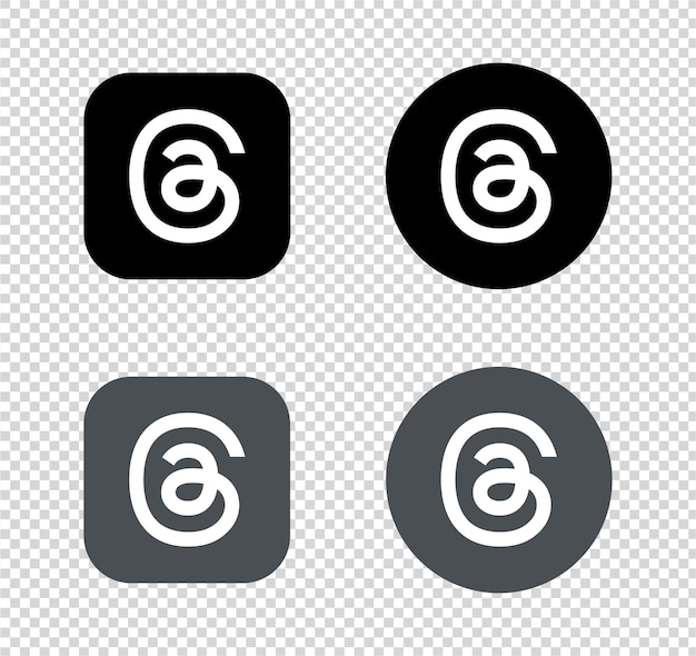 Icone del logo dei thread circolare sfondo vettoriale nero trasparente