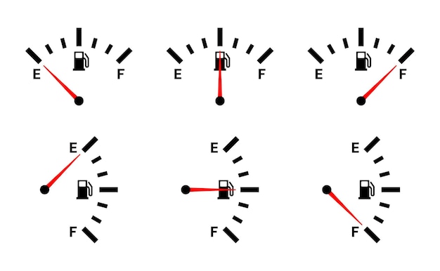 Icone del manometro del carburante diversi livelli di carburante da vuoto a pieno
