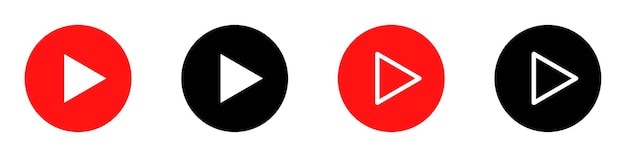 Icone del pulsante Riproduci Set di simboli su sfondo bianco Lettore audio video Illustrazione vettoriale