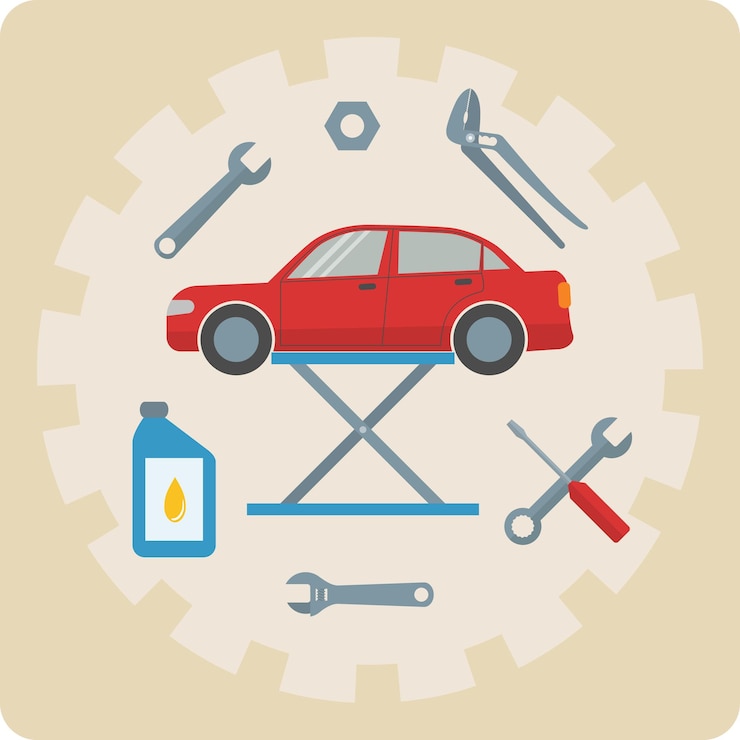 Vettore icone del servizio di riparazione auto