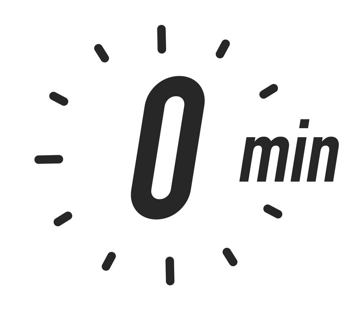 Vettore icone del timer 0 minuti colore vettoriale nero