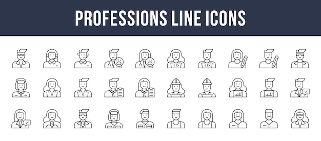 Icone della linea delle professioni