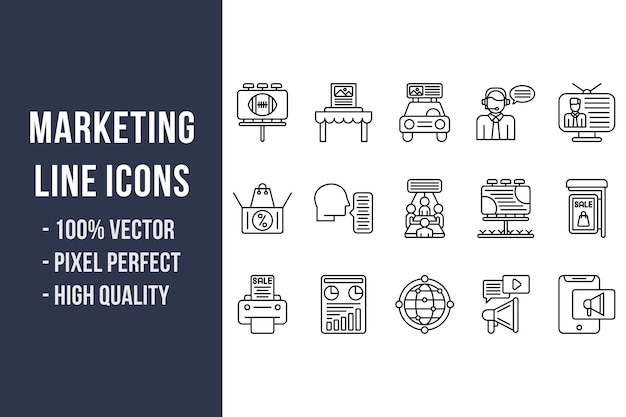 Icone della linea di marketing