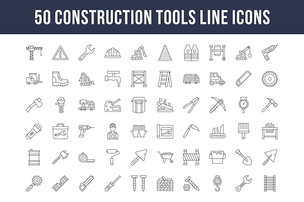 Icone della linea di strumenti di costruzione