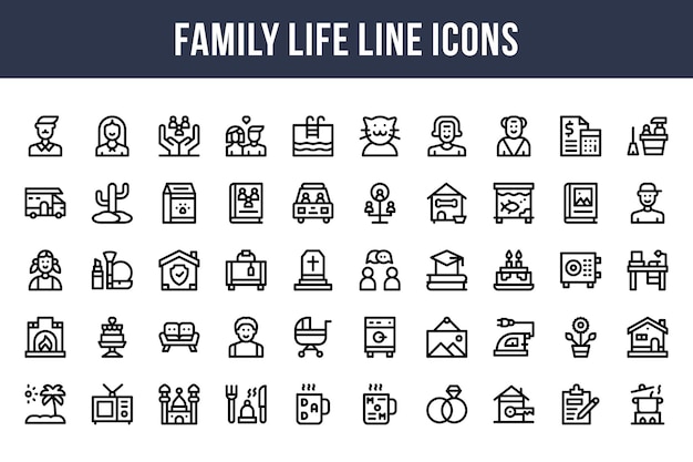 Icone della linea di vita familiare