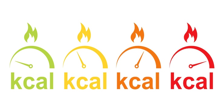 Vettore icone di chilocalorie (kcal) con brucia grassi. indicatore bruciare i grassi dal basso verso l'alto.