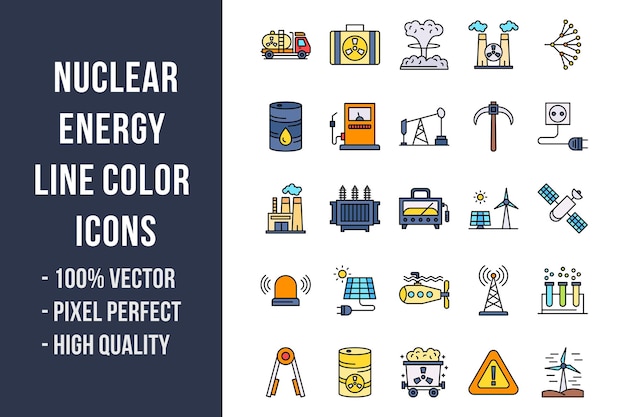 Icone di colore della linea di energia nucleare